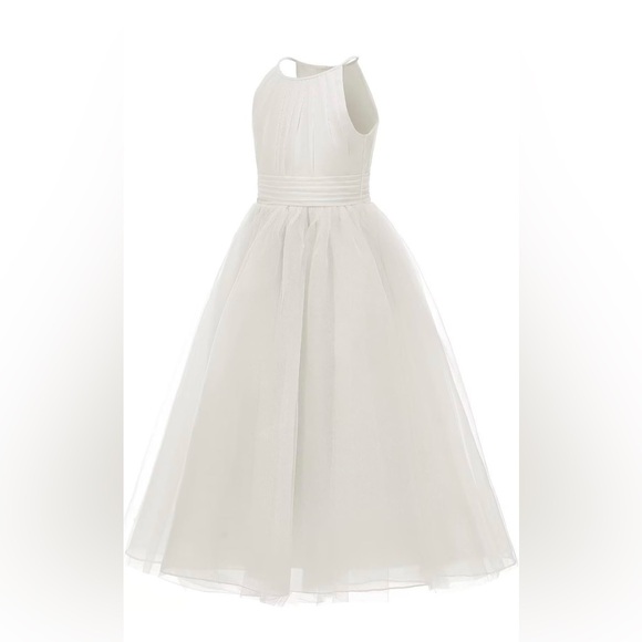 Elegant White Flower Girl Dress - Picture 4 of 5